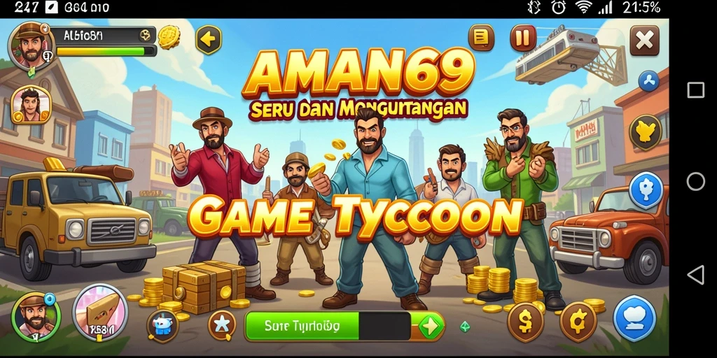 Screenshot AMAN69 menampilkan gameplay yang menarik dengan berbagai pilihan bisnis.