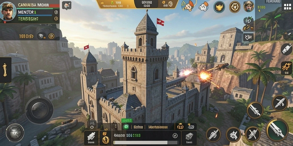 Tampak aksi seru dari gameplay <strong>CANVA168</strong> dalam pertahanan menara.
