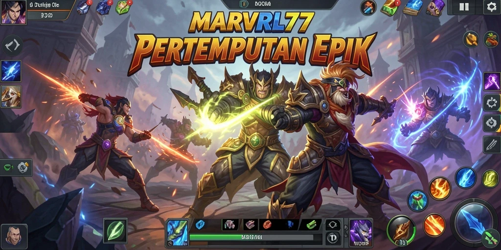 Screenshot gameplay MARVRL77 menampilkan aksi seru dalam pertempuran.