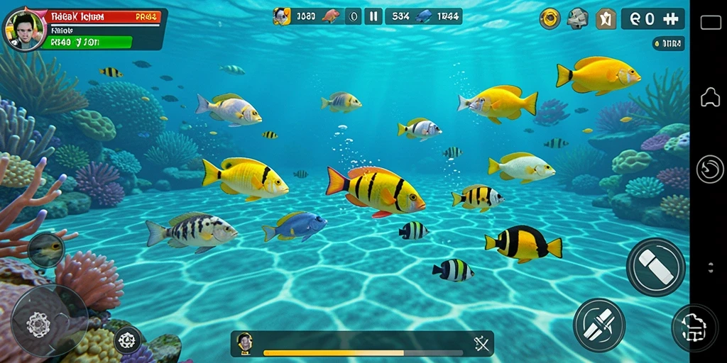 Tampilan gameplay Tembak Ikan yang penuh warna dan aksi.