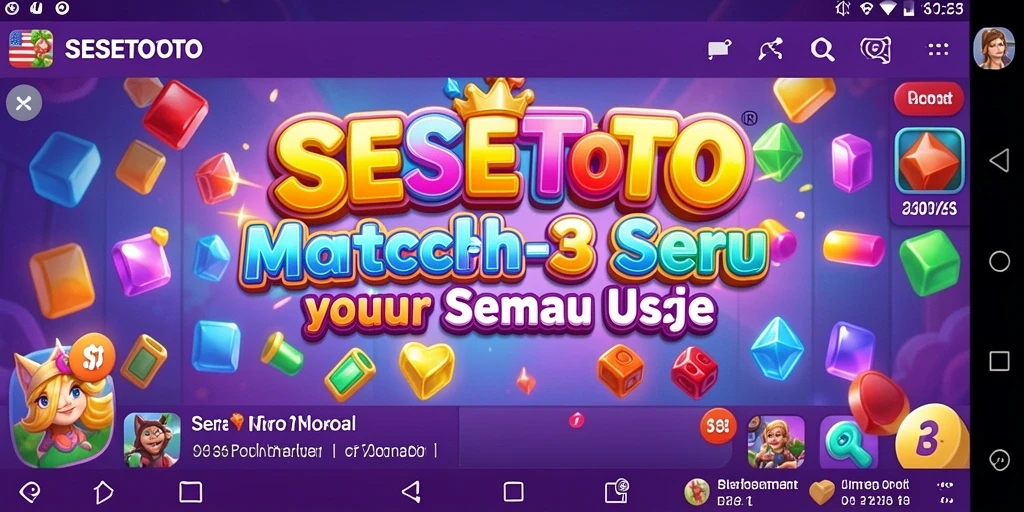 Gambar gameplay SESETOTO yang penuh warna dan menarik di level Match-3.