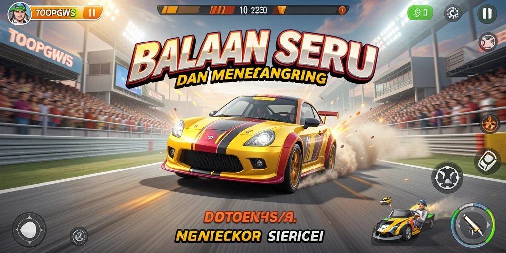 Gameplay Racing TOOPGWS yang mendebarkan dan penuh aksi.