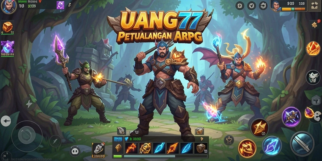 Screenshot utama menunjukkan aksi epic dalam UANG77.
