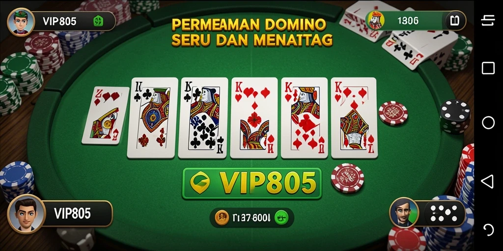 Screenshot utama VIP805 menampilkan gameplay seru Domino.